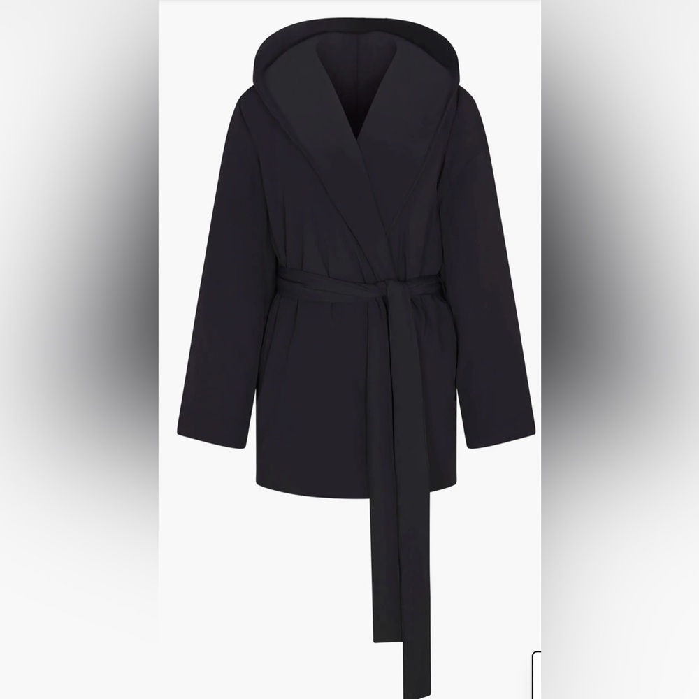 Nike x SKIMS Wrap Jacket Black Size M Belted Athleisure Coat Lounge Minimalist